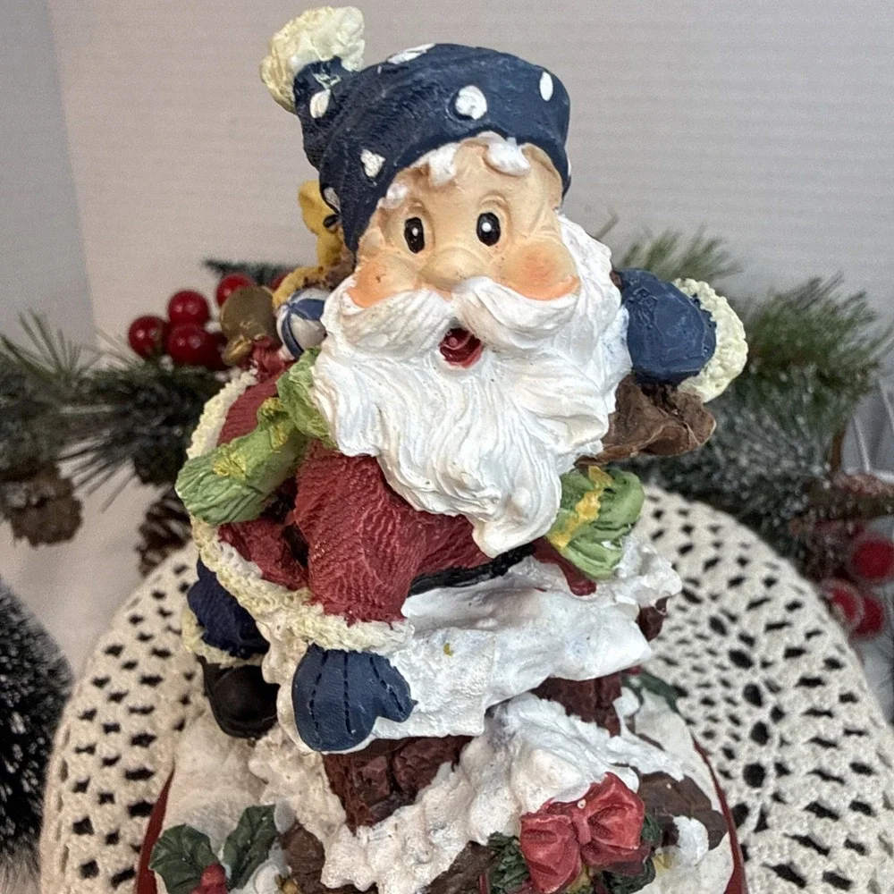 Cast Iron Base Santa with Bag of Toys Chimney Christmas Stocking Hanger Holder